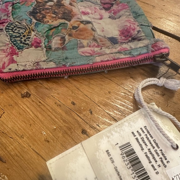 Floral Patchwork Zippered Pouch with Deer and Butterfly, Magnolia Pearl - Picture 5 of 7